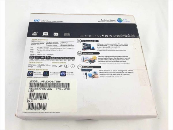 New Samsung SE-208DB/TSBS SE-208 Slim Portable USB External DVD Writer Rewriter Burner Compatible with Laptop Desktop PC Windows Mac