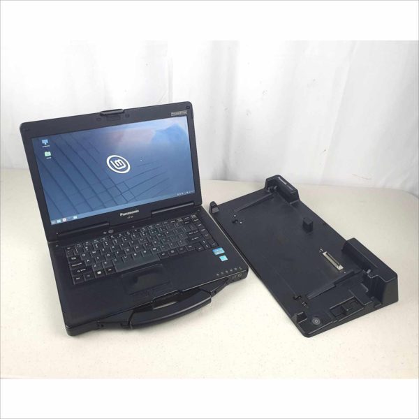 Panasonic Toughbook CF-53 MK2 Business industrial Rugged Laptop 14" 4GB RAM intel i5-3320U CPU 2.60GHz Linux Mint 120GB SSD With CF-VEB531U Port Replicator