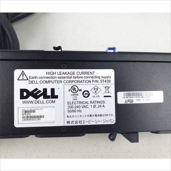 Dell AP6031 24/30A Power Distribution Unit 200-240VAC 24A 1Ø 4x C19 Outlets L6-30P Input 5T439 PDU