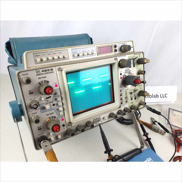 Tektronix 465B Dual-Trace 100 MHz Oscilloscope with DM-44 Multi-meter Module and Accessories