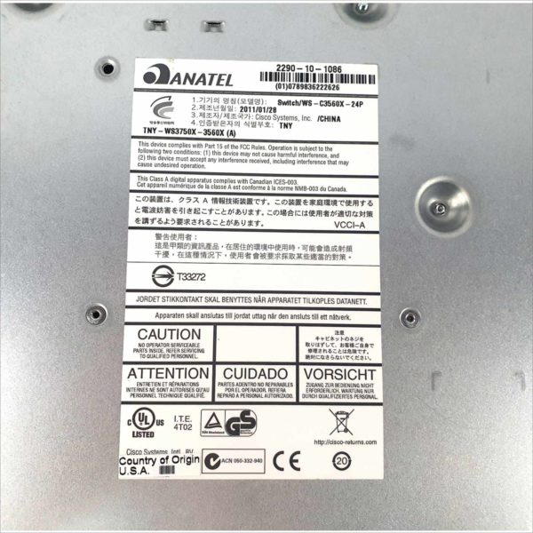 Cisco Catalyst C3560X 24 Port Gigabit Managed Switch WS-C3560X-24P 1U Rack Mount PoE+ with C3KX-NM-1G SPF Module - No Power Supply