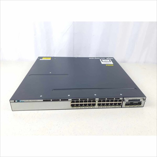 Cisco Catalyst C3750X 24 Port Gigabit Managed Switch WS-C3750X-24P 1U Rack Mount PoE+ with C3KX-NM-10G SPF Module