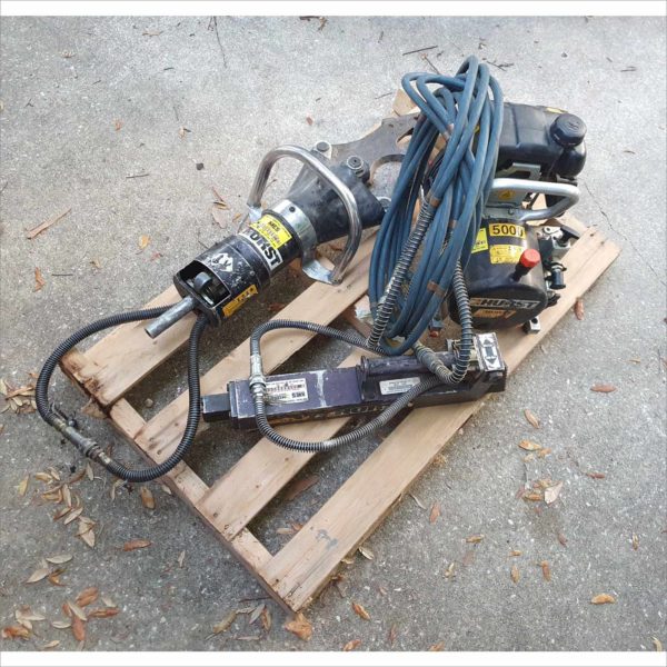 Hurst Jaws of Life emergency rescue equipment Ram Cutter Spreader 5000PSI Hydraulic Gas Pumps Set - Working - AUC 2