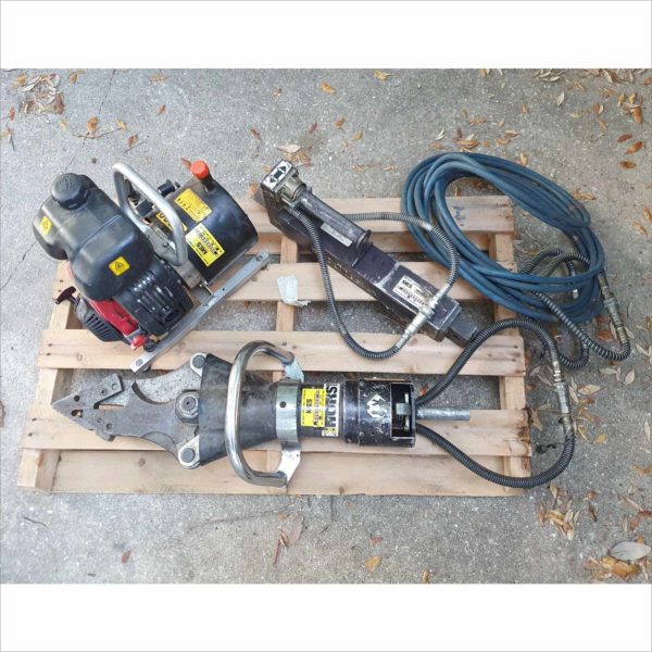 Hurst Jaws of Life emergency rescue equipment Ram Cutter Spreader 5000PSI Hydraulic Gas Pumps Set - Working - AUC 2