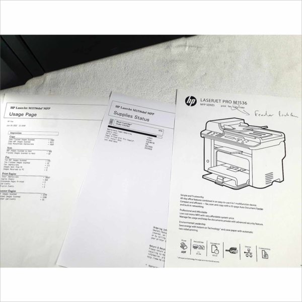 HP LASERJET M1536DNF MFP Laser Printer / Duplexer with Toner & Power Cord CE538A - ADF Defect