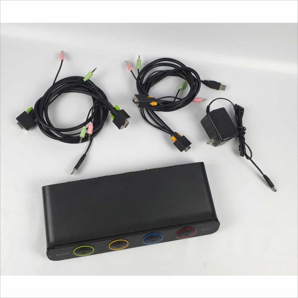 SOHO F1DS104L KVM Switch VGA / Audio & USB 4 Ports W/ Cables and Power Supply - Victolab LLC