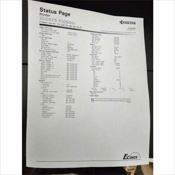 Kyocera ECOSYS P3045dn Monochrome Laser Printer OEM Box / low Count