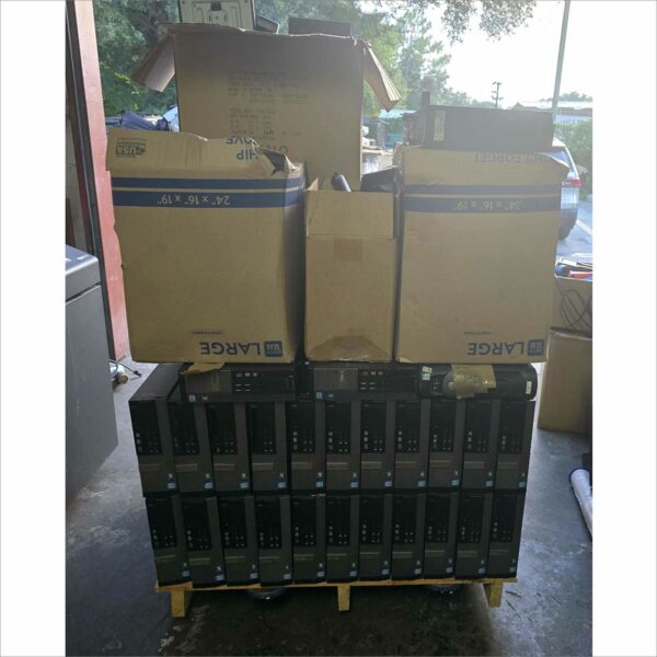 Pallet of 72x Dell / lenovo / hp Desktops SFF, DT, Towers, AIO and 80x Monitors