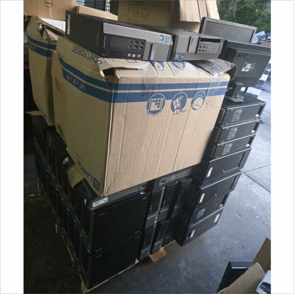 Pallet of 72x Dell / lenovo / hp Desktops SFF, DT, Towers, AIO and 80x Monitors