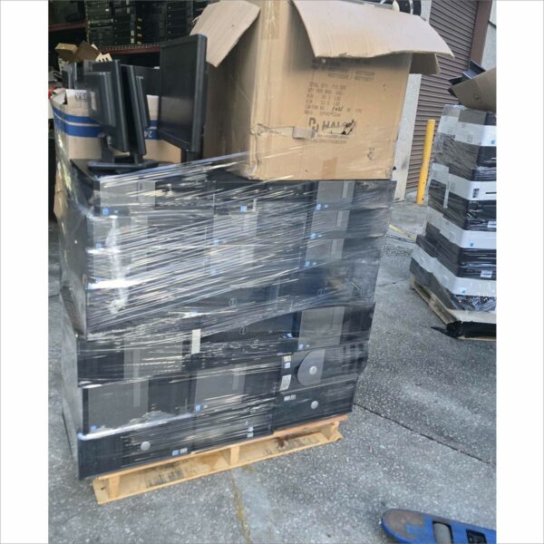 Pallet of 72x Dell / lenovo / hp Desktops SFF, DT, Towers, AIO and 80x Monitors