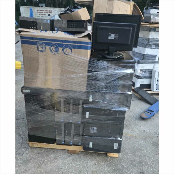 Pallet of 72x Dell / lenovo / hp Desktops SFF, DT, Towers, AIO and 80x Monitors