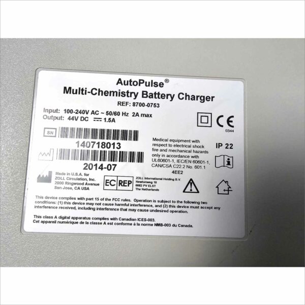 Zoll AutoPulse multi-chemistry battery charger with two autoPulse Batteries REF 8700-0753