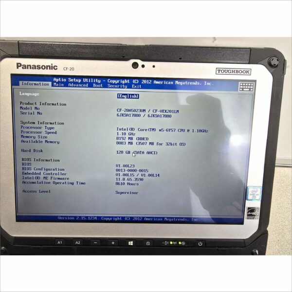 Panasonic Toughbook CF-20, i5 10.1, MK1, 8GB, 128GB, 4G SN#6JKSA17880 8610H