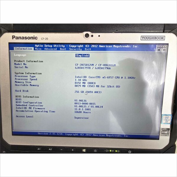 Panasonic Toughbook CF-20, i5 10.1, MK1, 8GB, 128GB, 4G SN#6JKSA17978 / 6JKSA17966 10680H