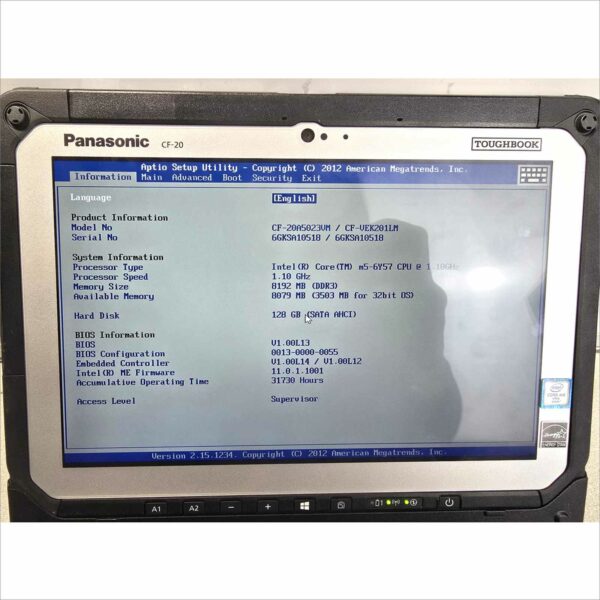 Panasonic Toughbook CF-20, i5 10.1, MK1, 8GB, 128GB, 4G SN#6JKSA10518 / 6JKSA10518 31730H