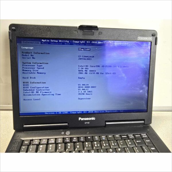 Panasonic Toughbook CF-53 MK1 14, 256SSD, 4GB RAM SN#2BTYA63083 35590H