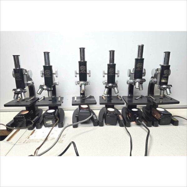 lot of 11x Baush & Lomb, Graf apsco, boreal Microscopes with objective