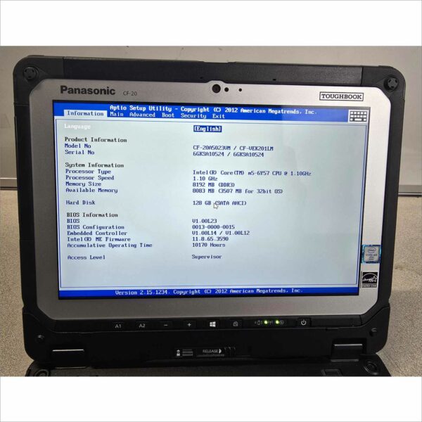 Panasonic Toughbook CF-20, i5 10.1, MK1, 8GB, 128GB, 4G SN#6GKSA10524 10170H