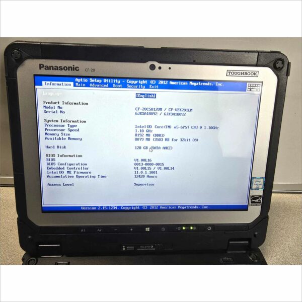 Panasonic Toughbook CF-20, i5 10.1, MK1, 8GB, 128GB, 4G SN#6JKSA18092 12420H