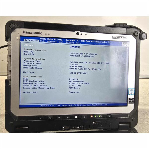 Panasonic Toughbook CF-20, i5 10.1, MK1, 8GB, 128GB, 4G SN#6JKSA18015 4600H