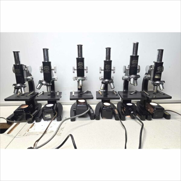 lot of 11x Baush & Lomb, Graf apsco, boreal Microscopes with objective