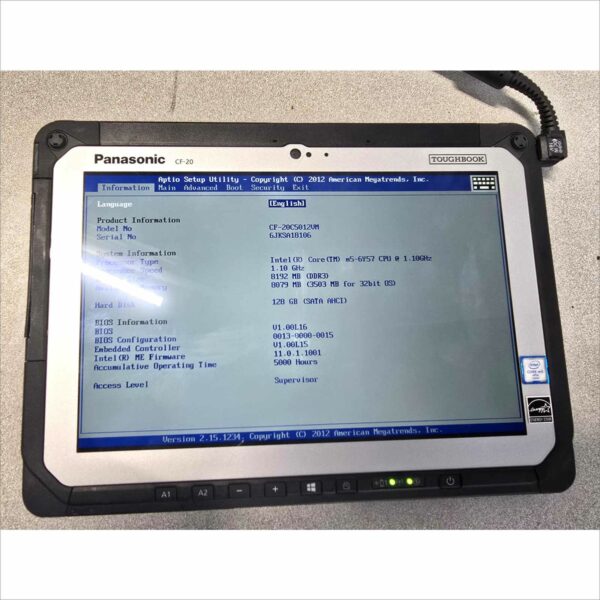 Panasonic Toughbook CF-20, i5 10.1, MK1, 8GB, 128GB, 4G SN#6JKSA18106 5000H