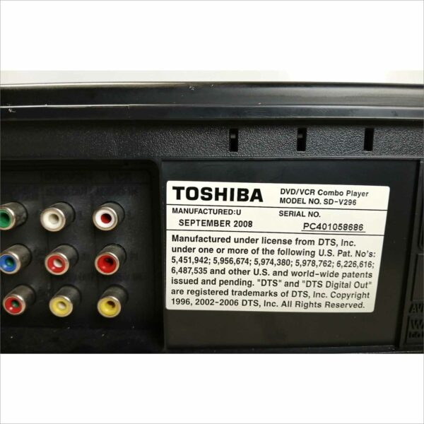 Toshiba SD-V296 Tunerless DVD/VCR Combination Player SN#PC401058686