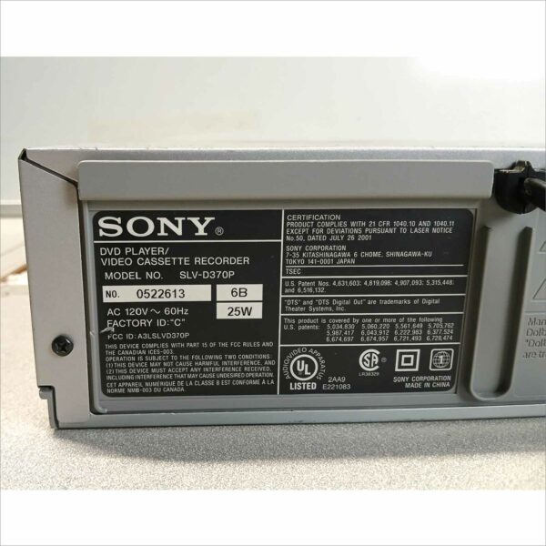 Sony SLV-D370P DVD Player/VCR Combo VHS Progressive 4Head HiFi SN##0522613