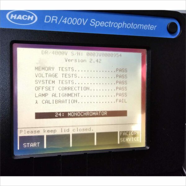 Hach DR/4000V Spectrophotometer SN#0003V0000954