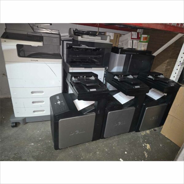 lot of 6x Printers copiers - HP Lexmark and dell w\ some toner boxes