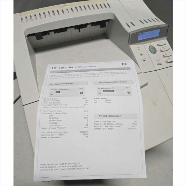 HP LaserJet 4100n PN C8050A PGC 7k SN#USLNK15613