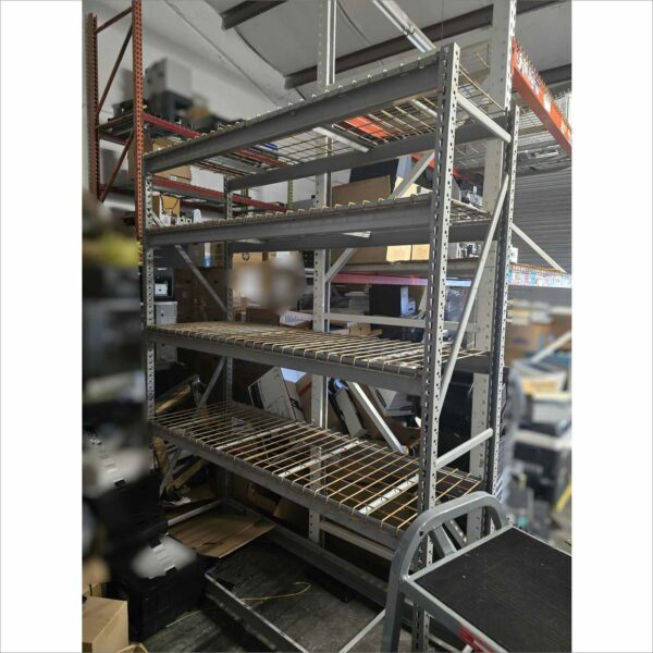 lot of pallet rack racking shelving racks warehouse teardrop beams wires upright