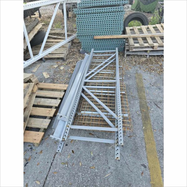 lot of pallet rack racking shelving racks warehouse teardrop beams wires upright