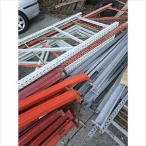 lot of pallet rack racking shelving racks warehouse teardrop beams wires upright