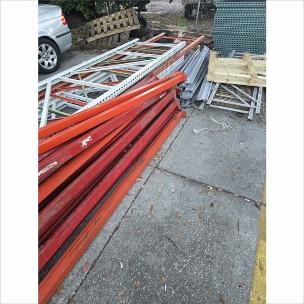 lot of pallet rack racking shelving racks warehouse teardrop beams wires upright