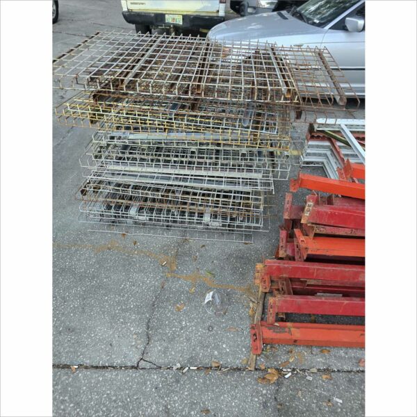 lot of pallet rack racking shelving racks warehouse teardrop beams wires upright