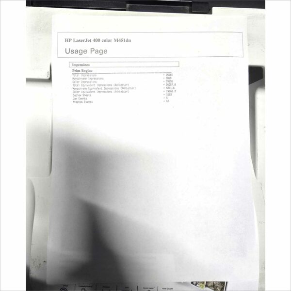 HP laserJet 400 color M451dn PN CE957A PGC 40k SN#CNDFG16139