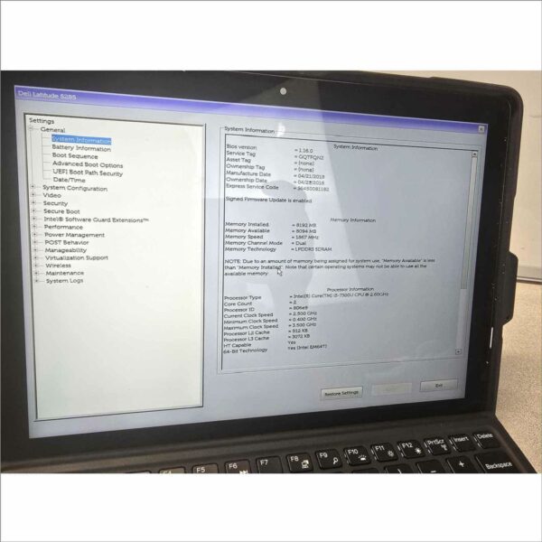 Dell Latitue 5285 i5-7300U @ 2.60GHz 8GB 256GB SN#GQTFQN2