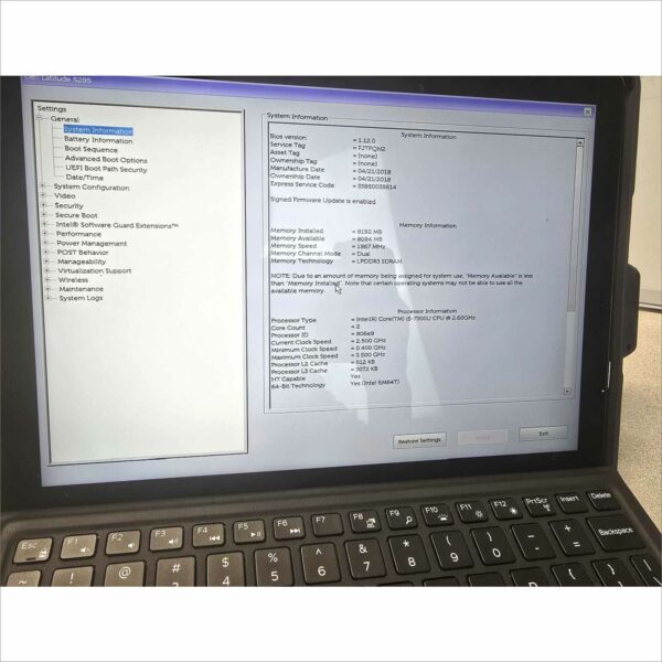 Dell Latitue 5285 i5-7300U @ 2.60GHz 8GB 256GB SN#FTJPQN2