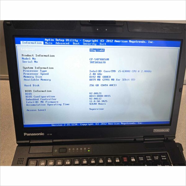 Panasonic Toughbook CF-54 i5-6300U 8gb 256 gb ssd 14" FHD TOUCH 4G 42640 Hours